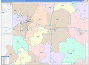 Battle Creek Metro Area Wall Map Color Cast Style